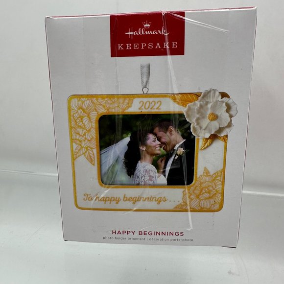 Hallmark Keepsake Ornament Happy Beginnings 2022 Porcelain Photo Frame Flower - Picture 5 of 8